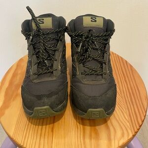 Salomon Kids Black and Olive Waterproof Hiking Boots